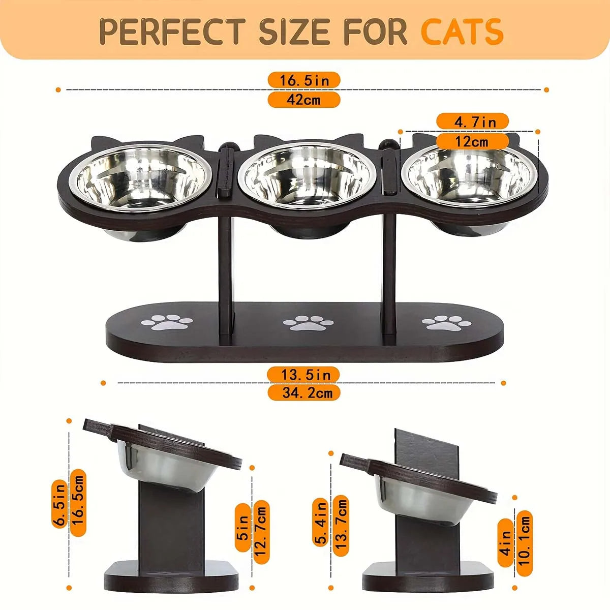 Elevated Cat Bowl 3 Steel Dishes