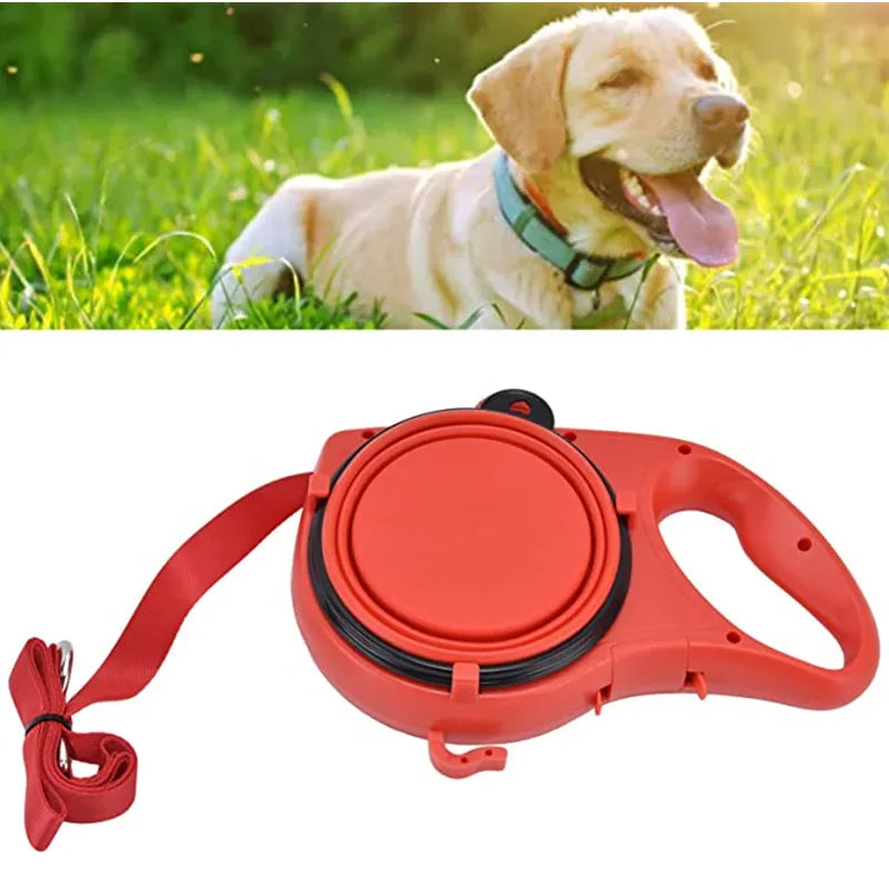4-in-1 Dog Leash with Water Bottle and Bowl