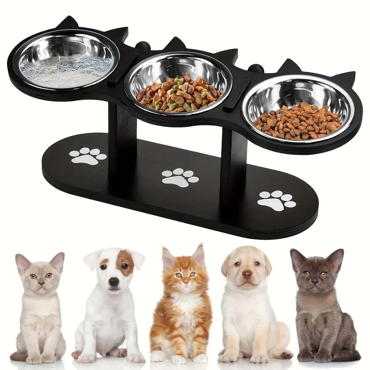 Elevated Cat Bowl 3 Steel Dishes