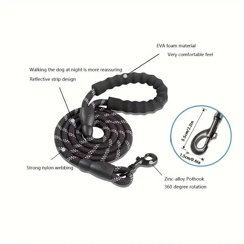 Reflective Dog Leash Padded Handle