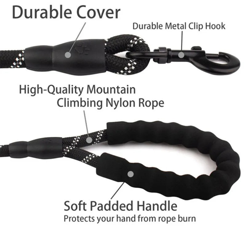 Reflective Dog Leash Padded Handle