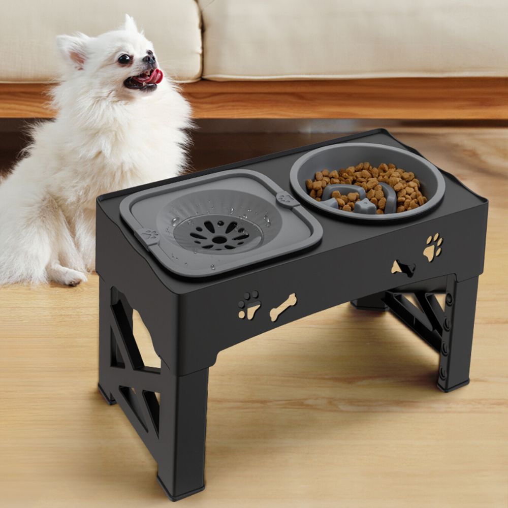 Adjustable Raised Dog Slow Feeder Bowl