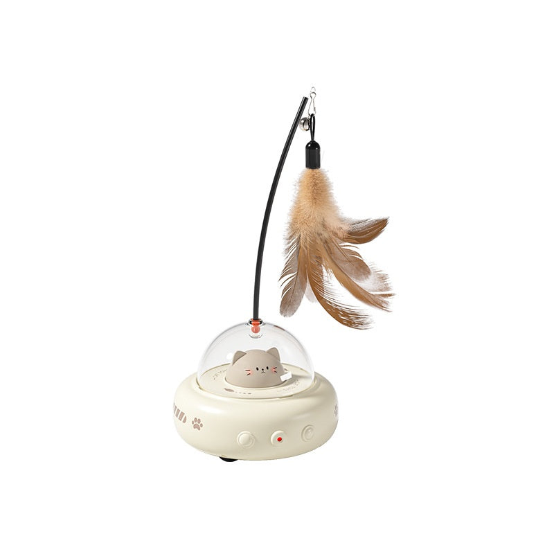 Automatic Rotating Cat Toy with Feather Wand