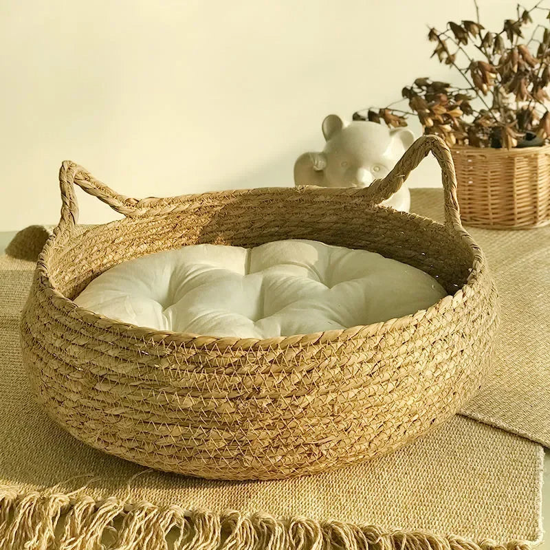 Woven Cat Bed with Seasonal Pad