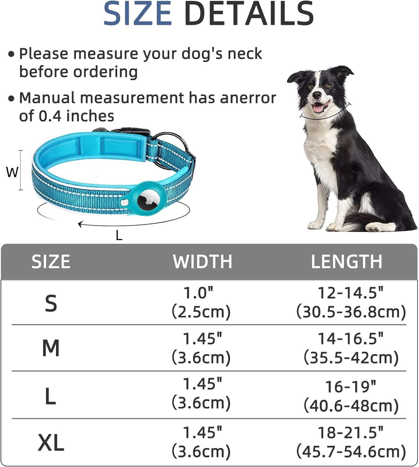 AirTag Dog Collar with Reflective Stitching