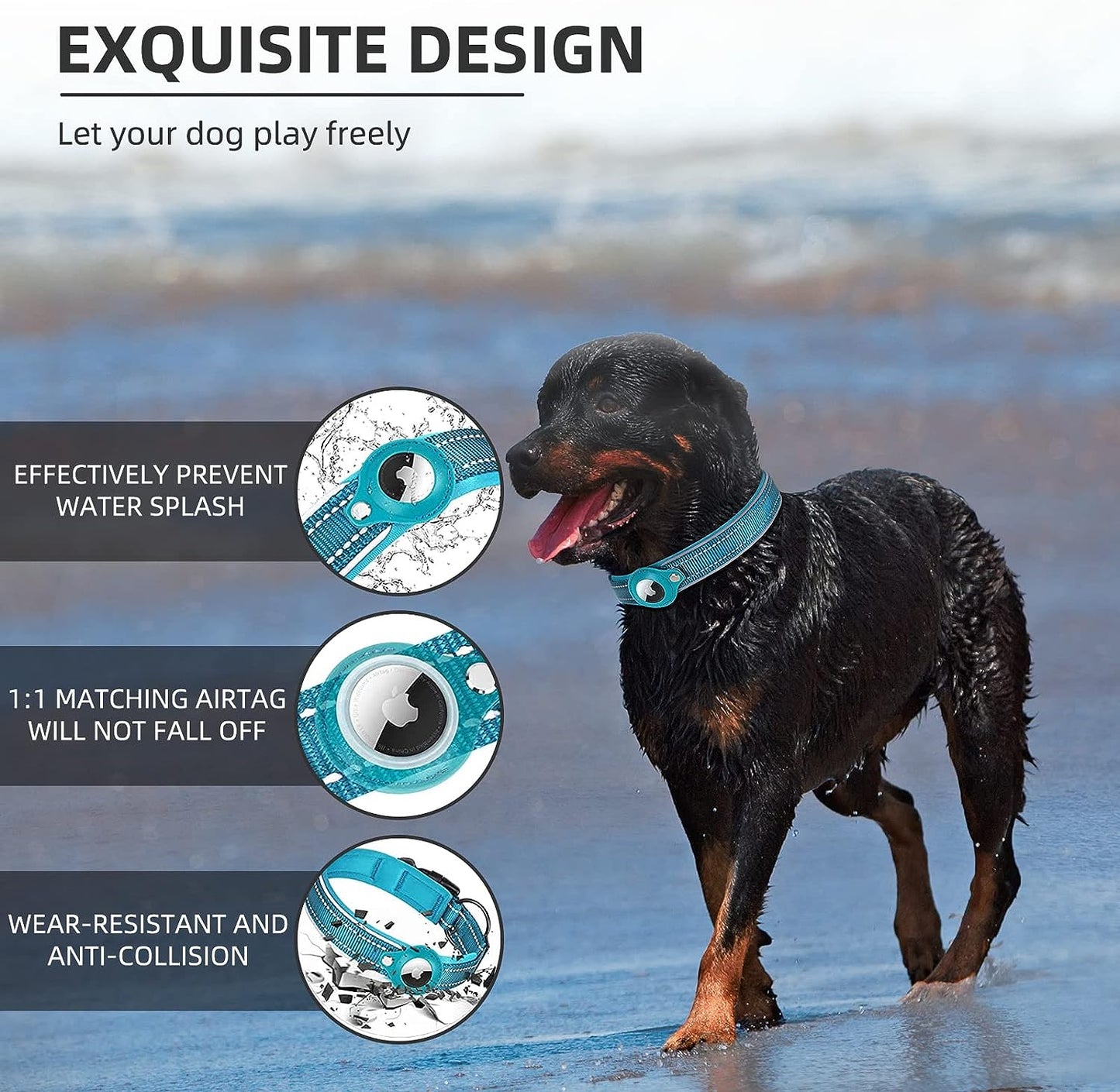 AirTag Dog Collar with Reflective Stitching