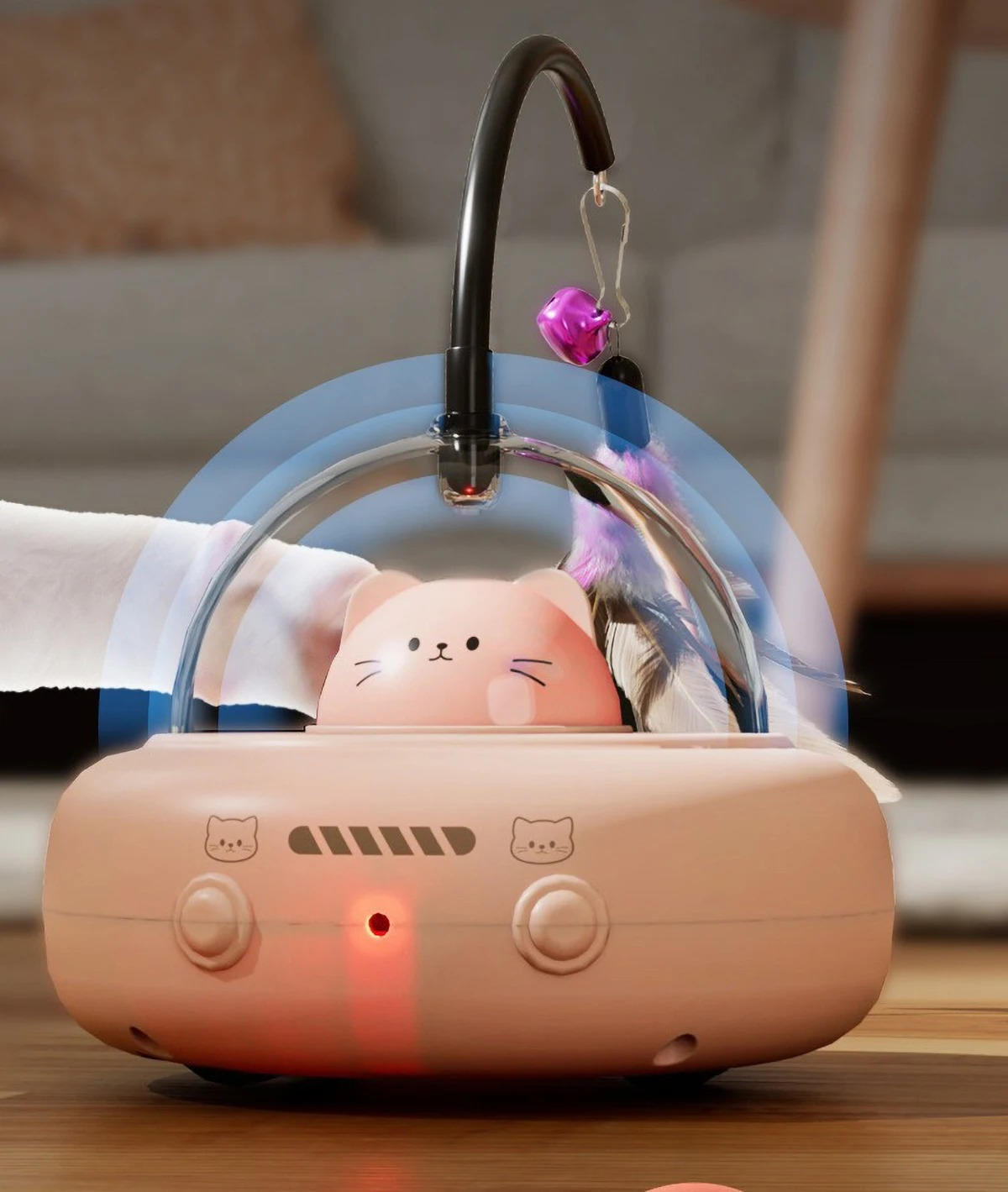Automatic Rotating Cat Toy with Feather Wand