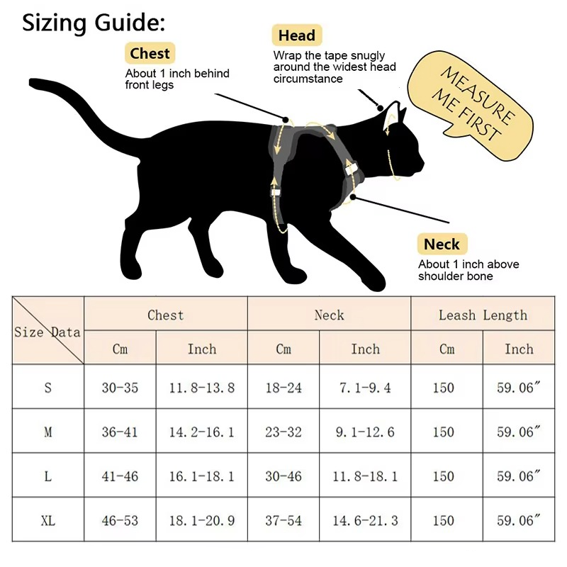 Reflective Cat Harness and Leash