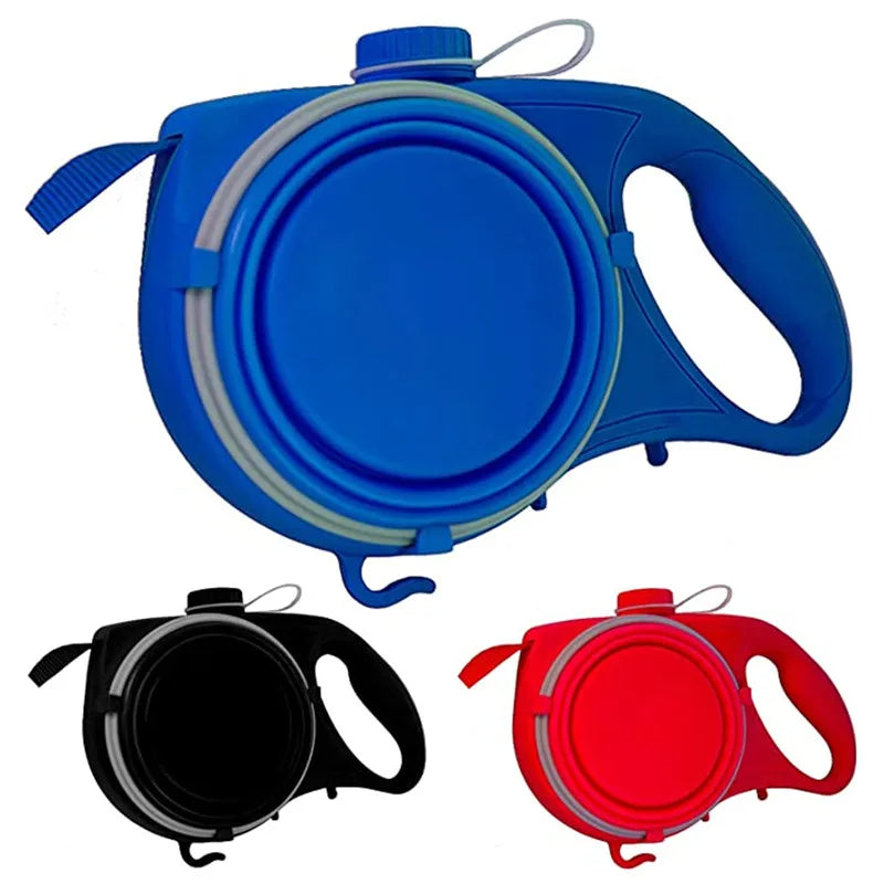 4-in-1 Dog Leash with Water Bottle and Bowl