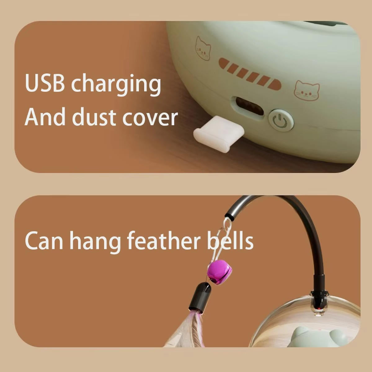 Automatic Rotating Cat Toy with Feather Wand
