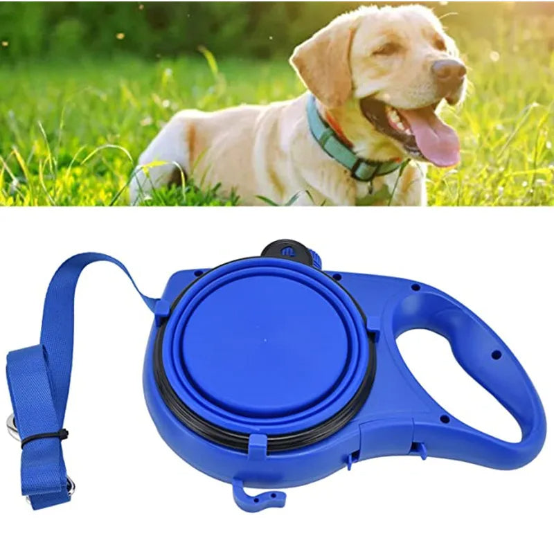 4-in-1 Dog Leash with Water Bottle and Bowl